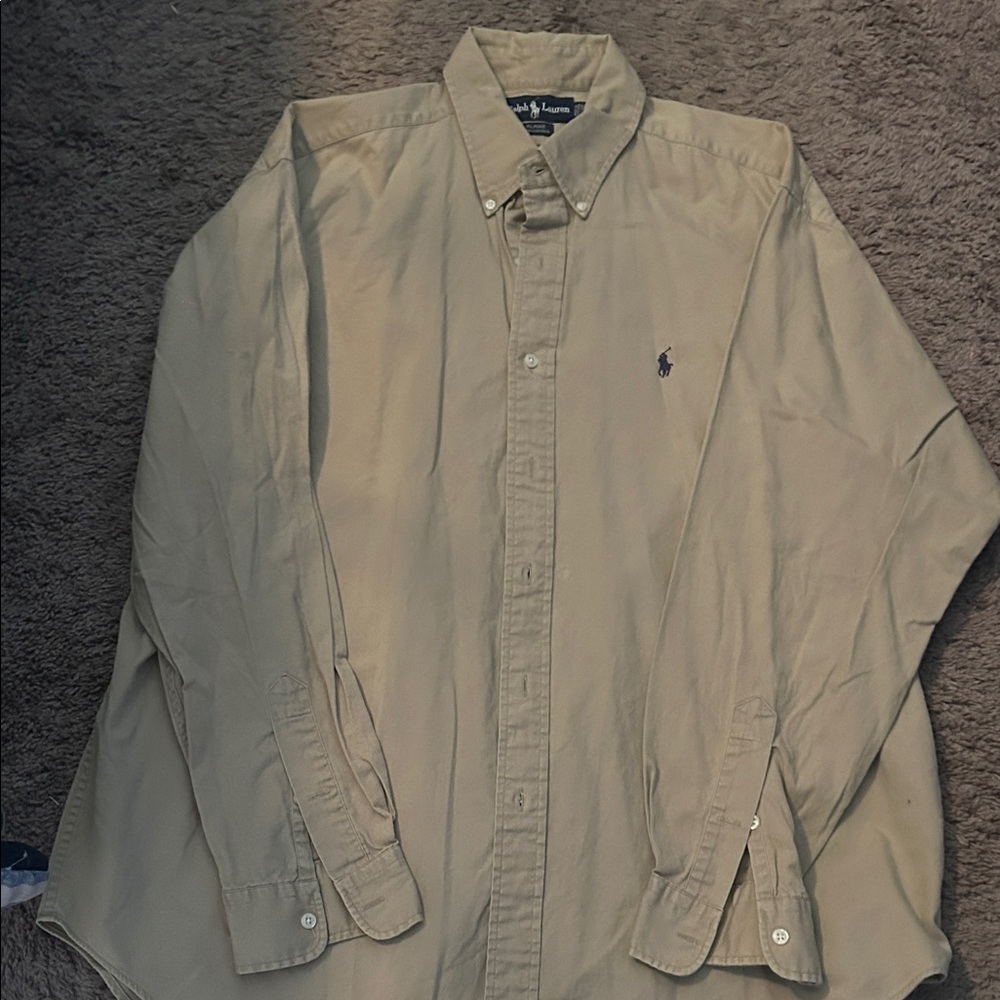 Ralph Lauren Men's Beige Button-Down Shirt